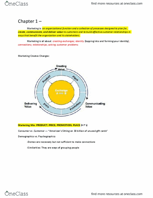 MKTG 360 Lecture 1: Notes Exam 1 thumbnail