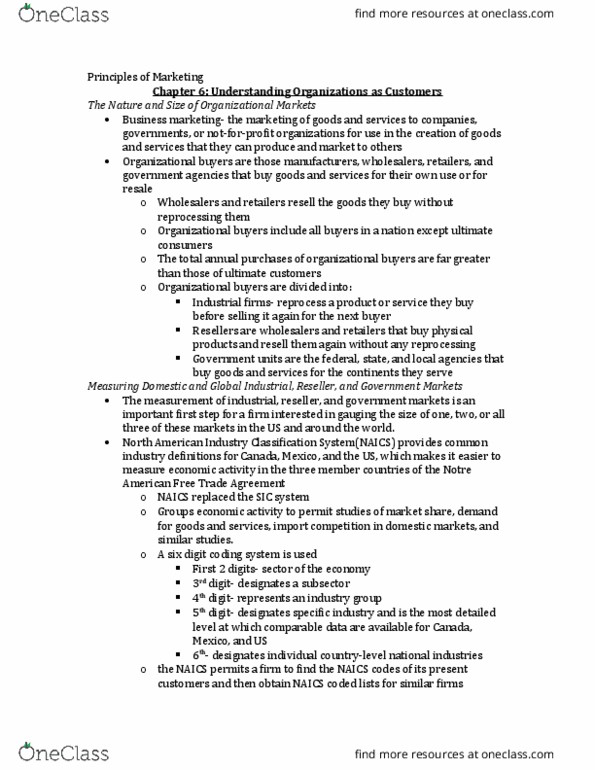 MARK20100 Lecture Notes - Lecture 6: North American Industry Classification System, Iso 9000, Disposable And Discretionary Income thumbnail