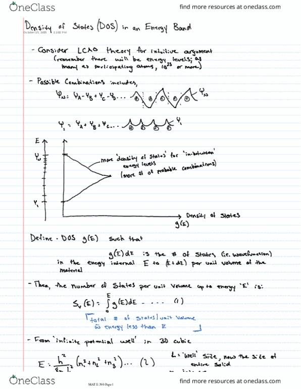 MAT E390 Lecture 18: 18 Density of States (Dos) in an Energy Band thumbnail