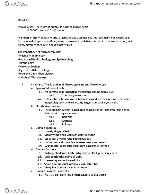 BIOS 3210 Lecture Notes - Lecture 1: 16S Ribosomal Rna, Bacterial Cell Structure, Last Universal Common Ancestor thumbnail