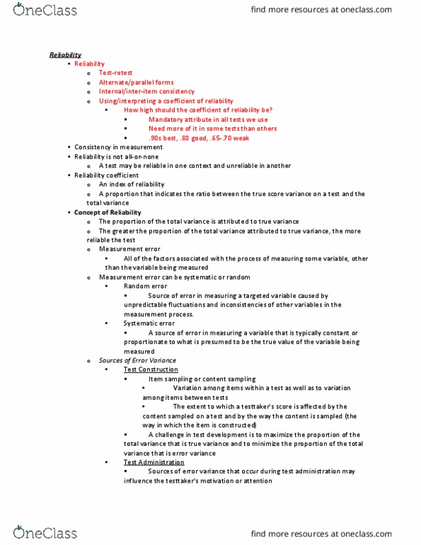 PSYC 385 Chapter Notes - Chapter 5: Observational Error, Measuring Instrument, Standard Error thumbnail