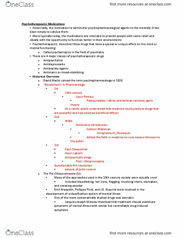 PSYC 330 Chapter Notes - Chapter 13: Tardive Dyskinesia, Tricyclic Antidepressant, Atypical Antipsychotic thumbnail