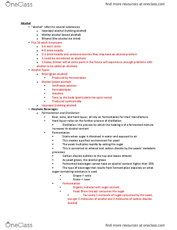 PSYC 330 Chapter Notes - Chapter 9: Soft Drink, Alcohol Dehydrogenase, Isopropyl Alcohol thumbnail