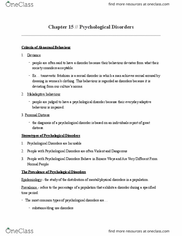 PSYC 1010 Chapter Notes - Chapter 15: Dissociative Identity Disorder, Fugue State, Panic Disorder thumbnail