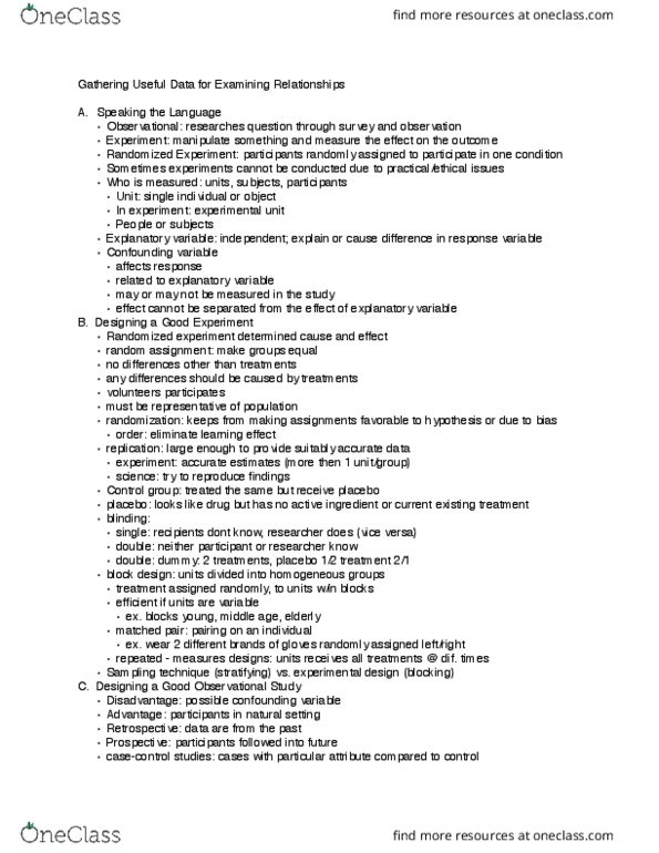 STATS 7 Lecture Notes - Lecture 6: Randomized Experiment, Confounding, Random Assignment thumbnail