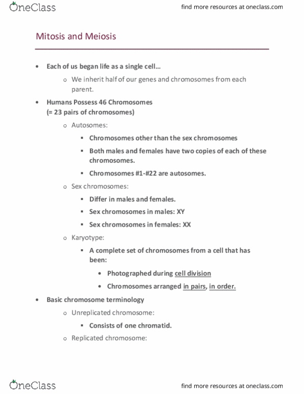 BIOL-Q 201 Lecture Notes - Lecture 15: Sister Chromatids, Homologous Chromosome, Allosome thumbnail