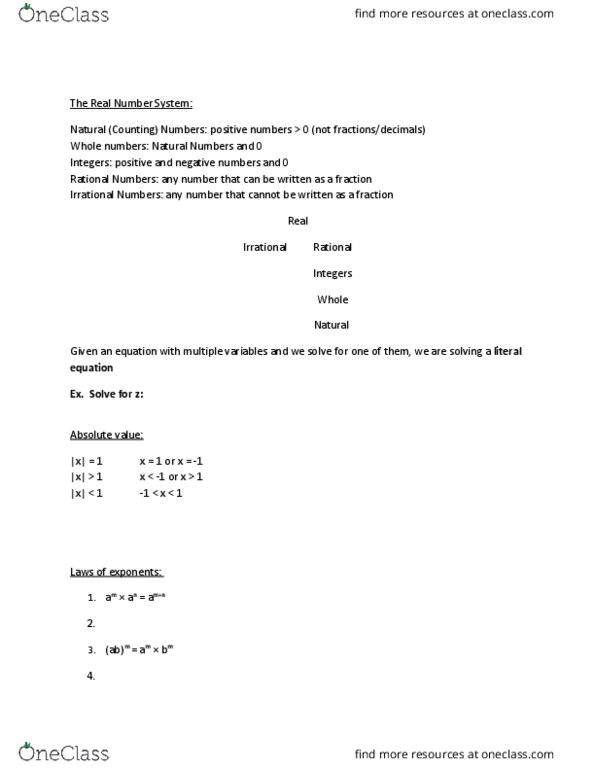 MATH-UA 120 Lecture Notes - Lecture 2: Quadratic Equation, Trinomial, Coefficient thumbnail