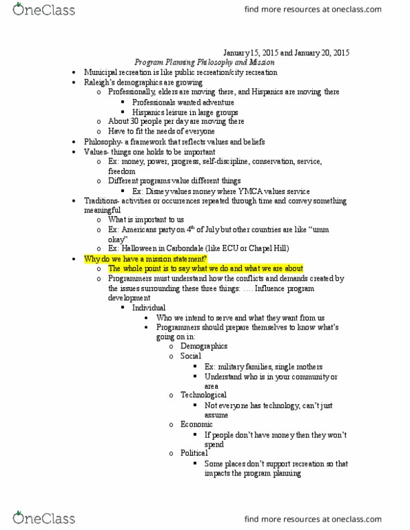 REC 270 Lecture Notes - Lecture 2: Marketing, Move, Social Forces thumbnail