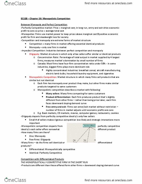 EC120 Chapter Notes - Chapter 16: Invisible Hand, Economic Surplus, Natural Monopoly thumbnail