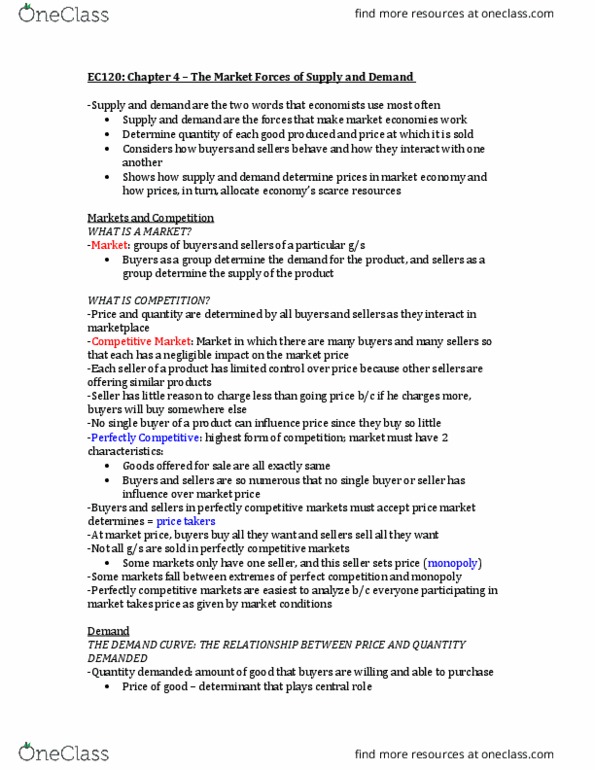 EC120 Chapter Notes - Chapter 4: Economic Equilibrium, Good Technology, Statics thumbnail