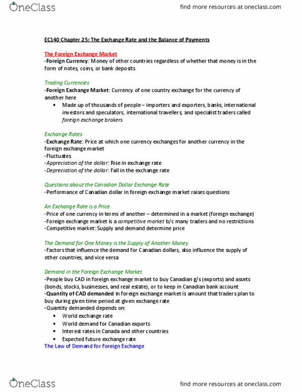 EC140 Chapter Notes - Chapter 25: Capital Account, Crawling Peg, Policy Exchange thumbnail