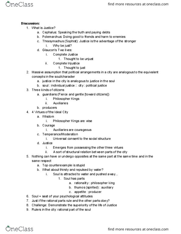 PHILOS 25A Lecture Notes - Lecture 12: Oligarchy, Thrasymachus, Polemarchus thumbnail