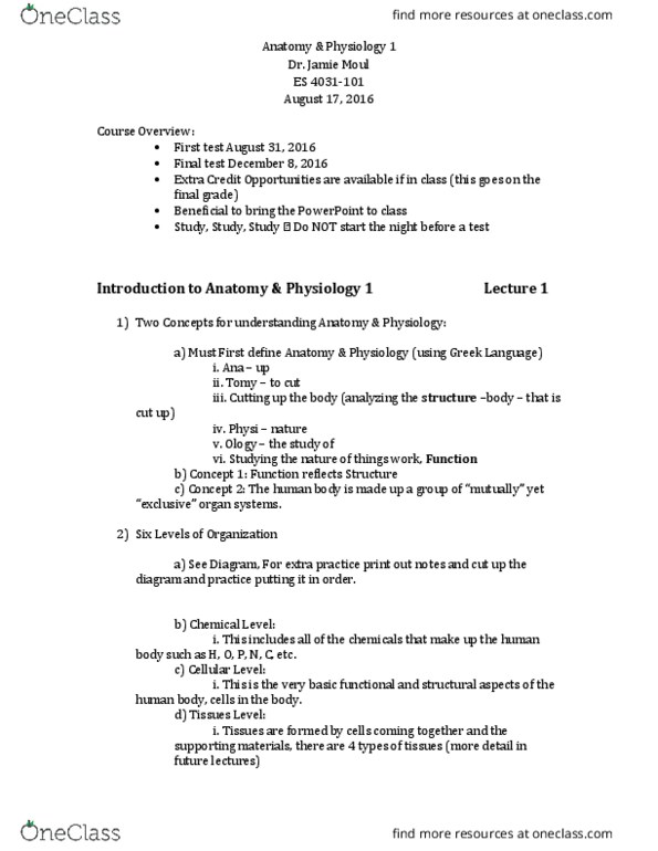 ES 2031 Lecture Notes - Lecture 1: Eugenius Warming, Catabolism, Hypertrophy thumbnail