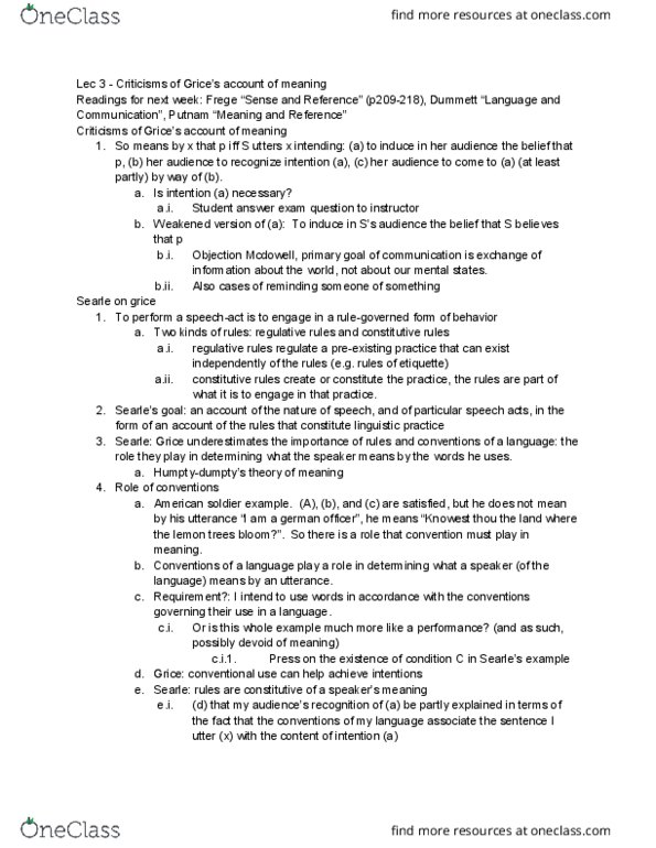 PHILOS 135 Lecture Notes - Lecture 3: Michael Dummett, If And Only If thumbnail