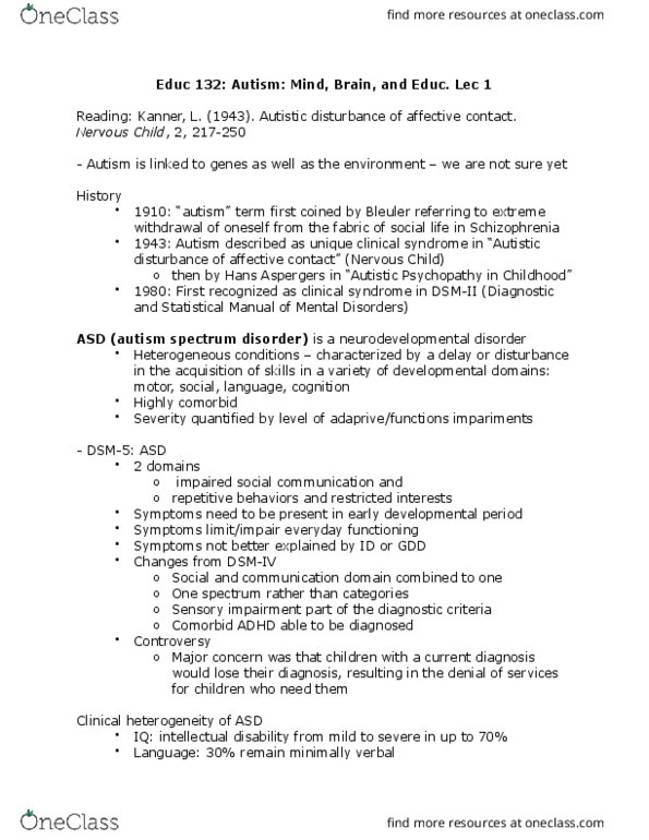 EDUC 132 Lecture Notes - Lecture 1: Electroencephalography, Proband, Autism Spectrum thumbnail