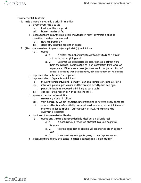 PHILOS 25B Lecture Notes - Lecture 20: Transcendental Idealism thumbnail