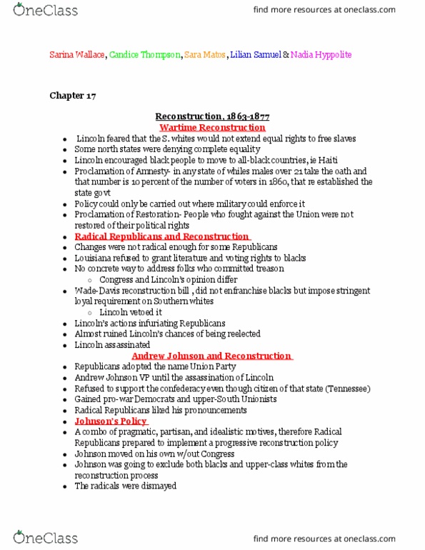 HST 121 Chapter Notes - Chapter 17: Hamburg Massacre, Fifteenth Amendment To The United States Constitution, Mississippi Plan thumbnail