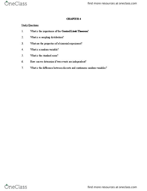 STAT 8010 Lecture Notes - Lecture 3: Central Limit Theorem, Random Variable, Sample Space thumbnail