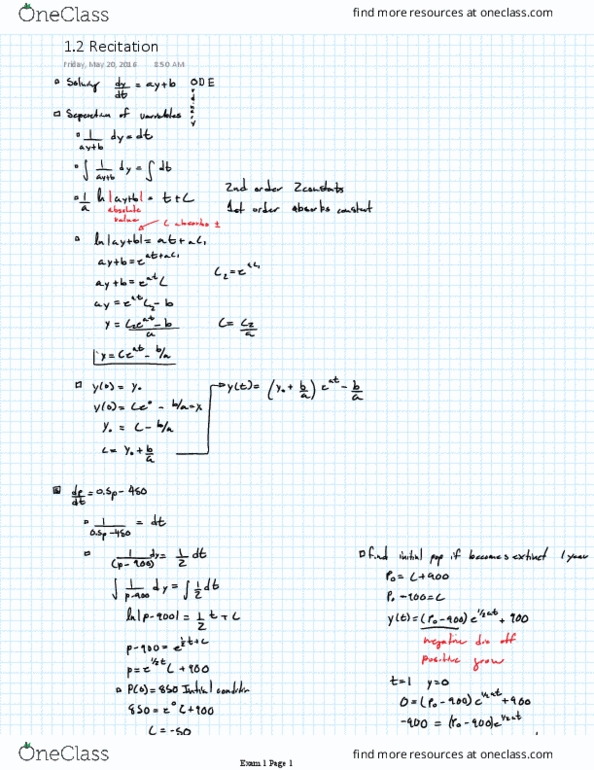 MAP 2302 Lecture 2: 1.2 Recitation thumbnail