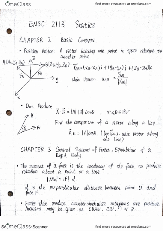 ENSC 2113 Lecture 2: Statics-Chapter 2 and 3 thumbnail