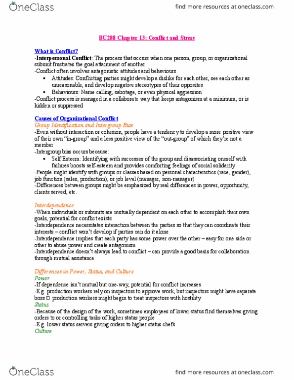 BU288 Chapter Notes - Chapter 13: Job Enrichment, Organizational Commitment, Flextime thumbnail