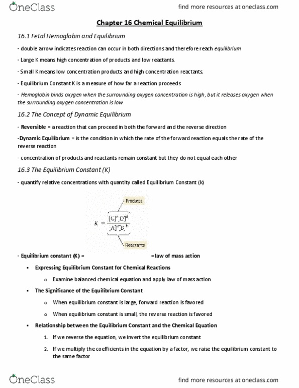 CHEM 1C Chapter Notes - Chapter 16: Inert Gas, Endothermic Process, Reaction Quotient thumbnail
