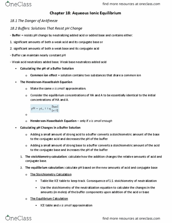 CHEM 1C Chapter Notes - Chapter 18: Ionic Compound, Chemical Equation, Lewis Acids And Bases thumbnail