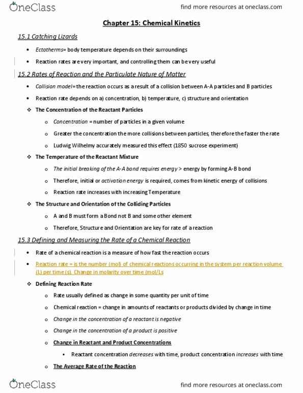 CHEM 1C Chapter Notes - Chapter 15: Hydrogenation, Activated Complex, Reaction Intermediate thumbnail