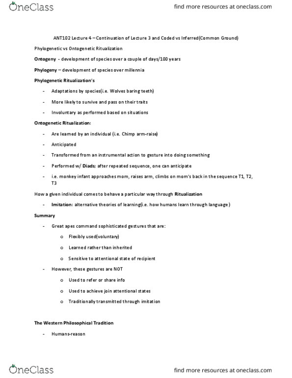 ANT102H5 Lecture Notes - Lecture 4: Arbitrariness, Minimal Pair, Charlie Sheen thumbnail