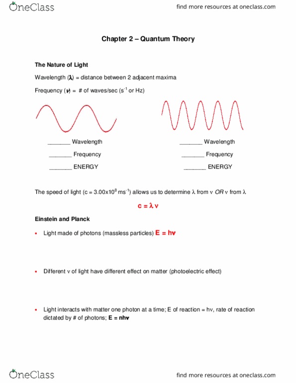 CH 101 Lecture Notes - Lecture 3: Pauli Exclusion Principle, Bookkeeping, Uncertainty Principle thumbnail