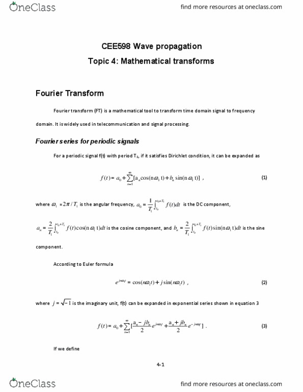 CE 5310 Lecture Notes - Lecture 4: Bandlimiting, Negative Frequency, Discrete-Time Fourier Transform thumbnail