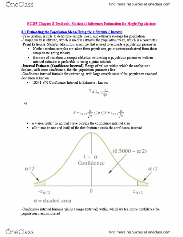 EC255 Chapter Notes - Chapter 8: Unimodality, Confidence Interval, Central Limit Theorem thumbnail