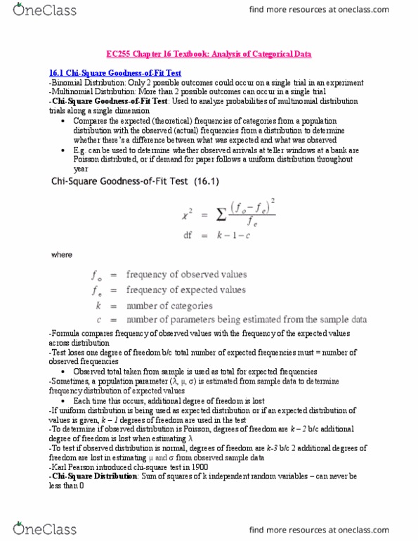 EC255 Chapter Notes - Chapter 16: Level Of Measurement, Contingency Table, Null Hypothesis thumbnail