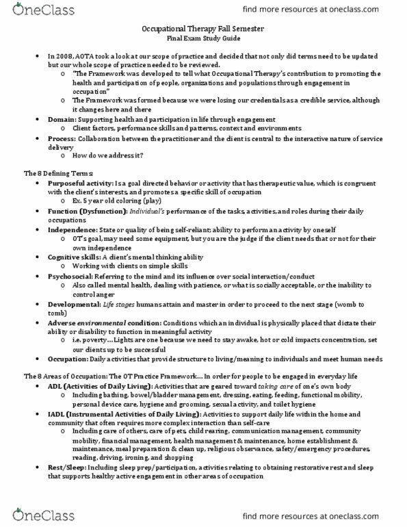 OT 111 Lecture Notes - Lecture 20: Conversion Disorder, Henry Phipps Jr., Settlement Movement thumbnail
