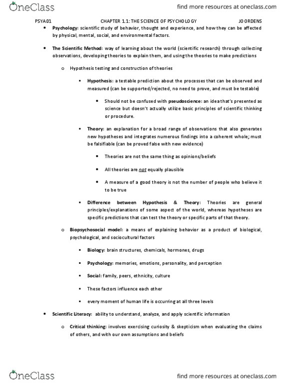 PSYA01H3 Chapter Notes - Chapter 1: Cognitive Revolution, Mental Chronometry, Cognitive Neuroscience thumbnail