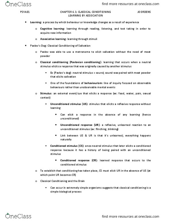 PSYA01H3 Chapter Notes - Chapter 6: Sexual Fetishism, Drug Tolerance, Neuroimaging thumbnail