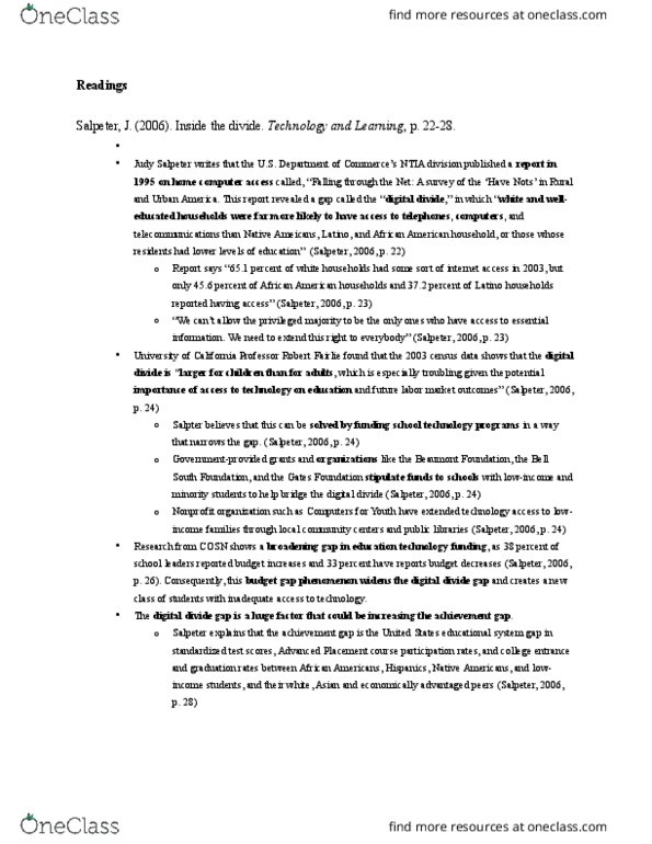 EDUC 118 Chapter Notes - Chapter 1: Standardized Test, Nonprofit Organization, Bellsouth thumbnail