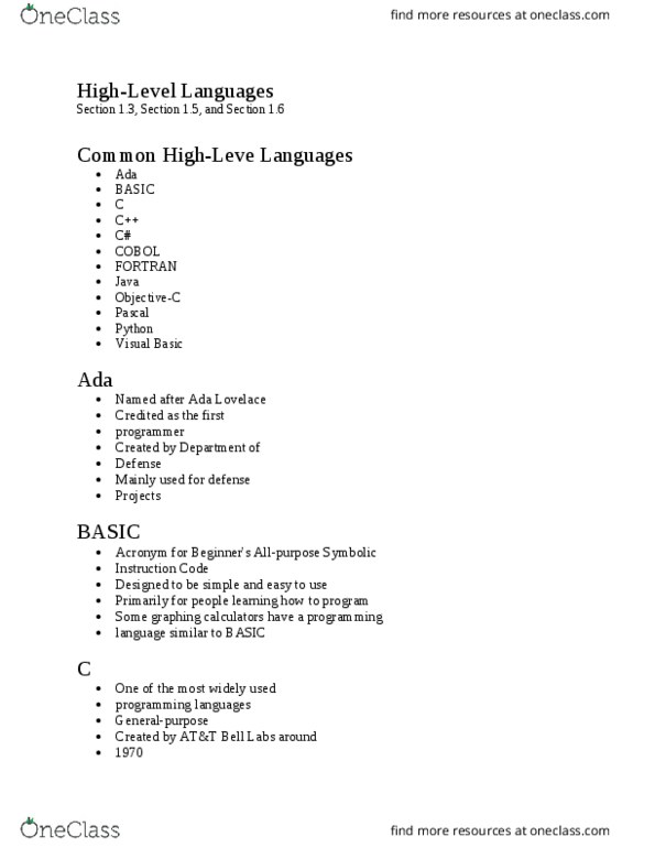 CS 1100 Chapter Notes - Chapter 2: Server-Side, Sun Microsystems, Java Virtual Machine thumbnail