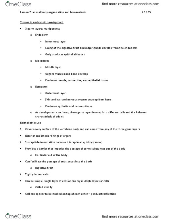 BIOL 1105 Lecture Notes - Lecture 6: Positive Feedback, Evaporation, Homeothermy thumbnail