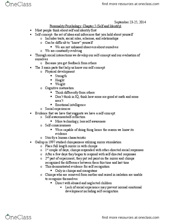 PSY 246 Lecture Notes - Lecture 7: Impression Management, Neuroticism, Procrastination thumbnail
