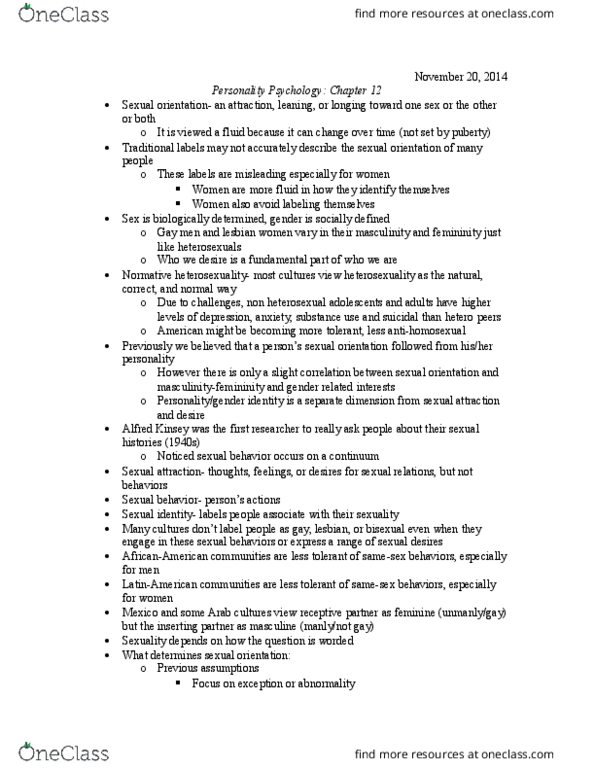 PSY 246 Lecture Notes - Lecture 14: Nonconformist, Ovulation, Antigen thumbnail