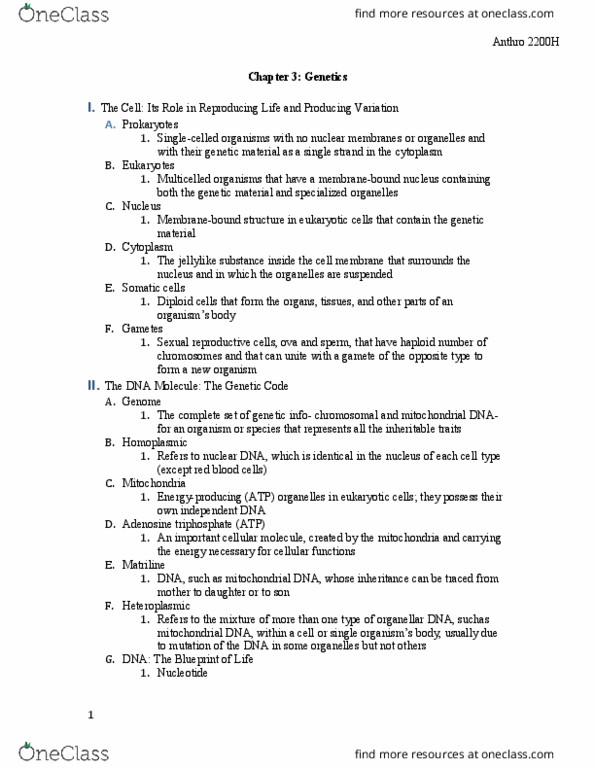 ANTHROP 2200H Chapter Notes - Chapter 3: Trisomy, Monosomy, Heritability thumbnail