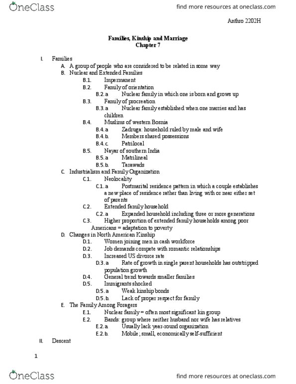 ANTHROP 2202H Chapter Notes - Chapter 7: Dowry, Infertility, Sibling Relationship thumbnail