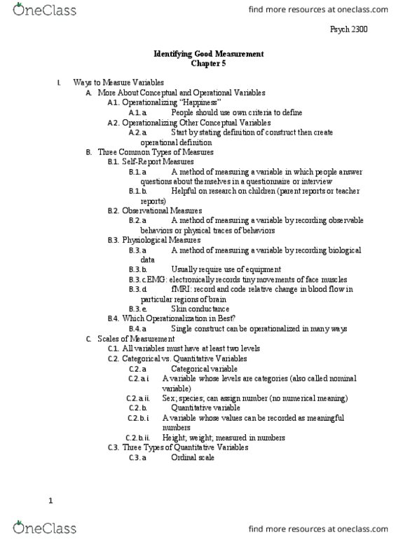 PSYCH 2300 Chapter Notes - Chapter 5: Discriminant, Content Validity, Criterion Validity thumbnail