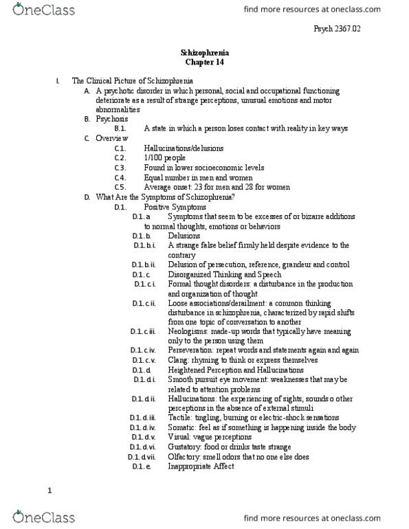 PSYCH 2367.02 Chapter Notes - Chapter 14: Atypical Antipsychotic, Antipsychotic, Orthomyxoviridae thumbnail