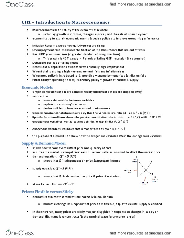 ECON 2000 Lecture Notes - Lecture 1: Nominal Rigidity, Market Clearing, Macroeconomics thumbnail