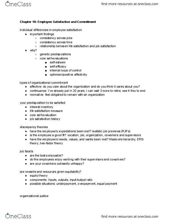 PSYC 333 Lecture Notes - Lecture 10: Job Enrichment, Job Satisfaction, Organizational Commitment thumbnail