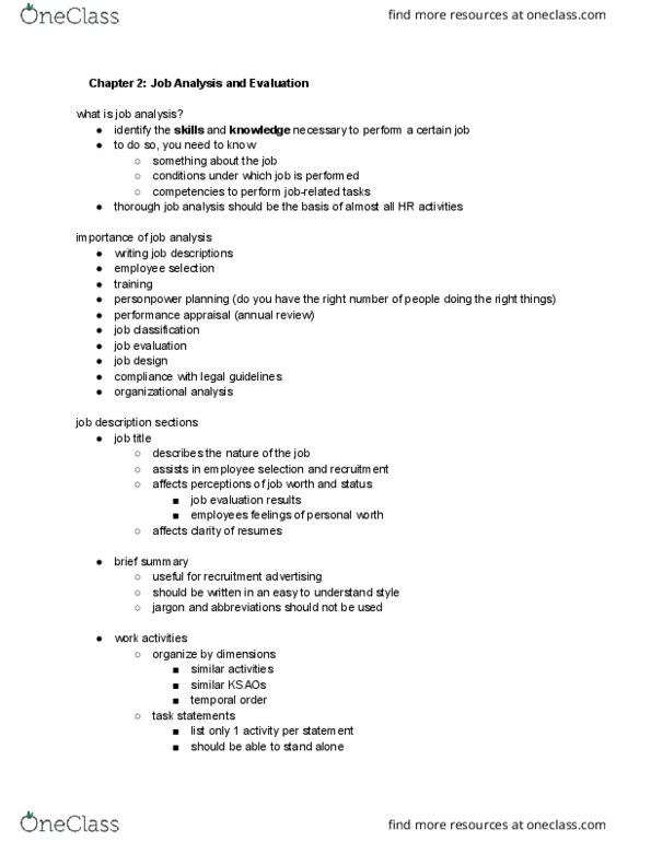 PSYC 333 Lecture Notes - Lecture 2: Paq, Critical Incident Technique, Job Analysis thumbnail