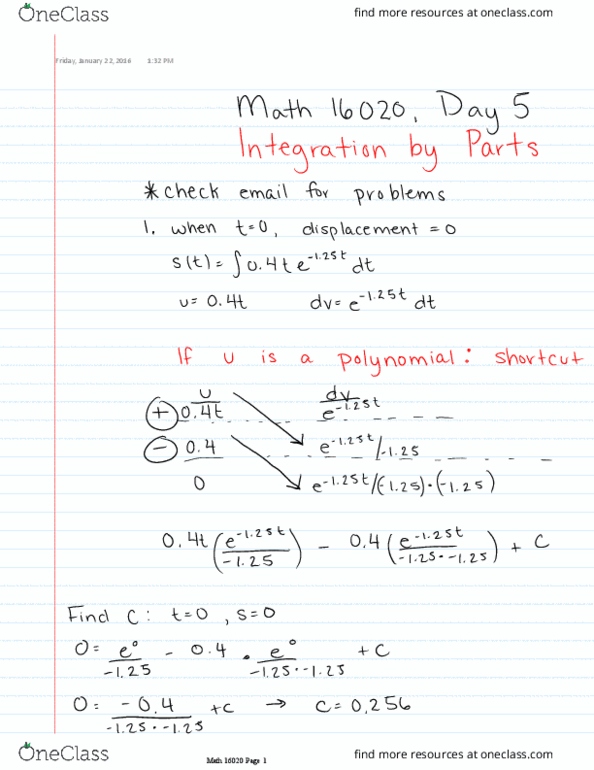 MA 16020 Lecture 5: Integration by Parts (cont.) thumbnail