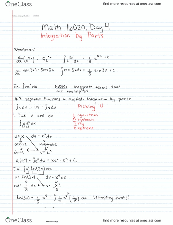 MA 16020 Lecture 4: Integration by Parts thumbnail